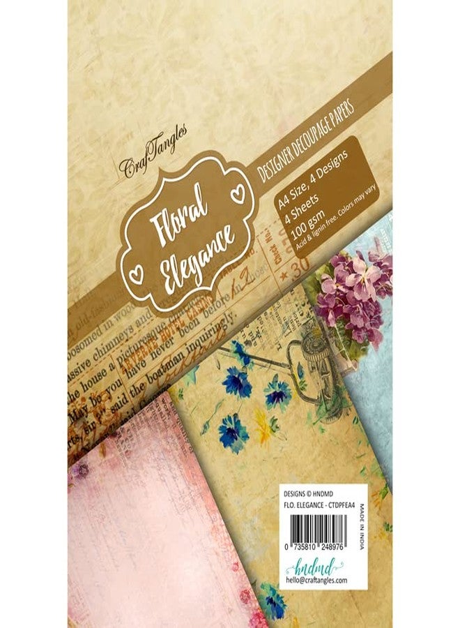 CrafTangles مجموعة ورق ديكوباج كرافت تانجلز - أناقة الأزهار (A4) - 4 أوراق - Image 3